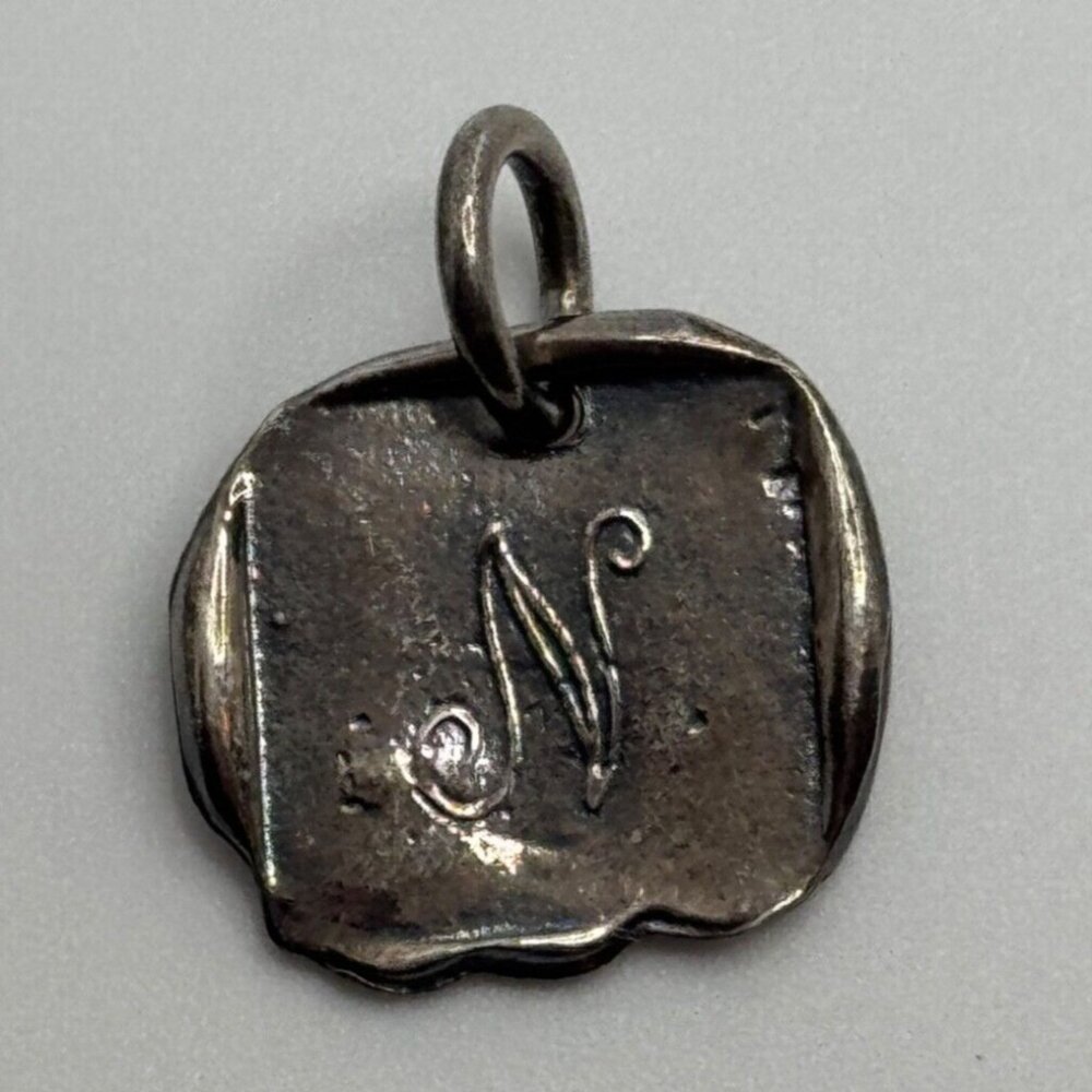 Waxing Poetic Sterling Silver Script N Initial‎ Monogram Small Charm